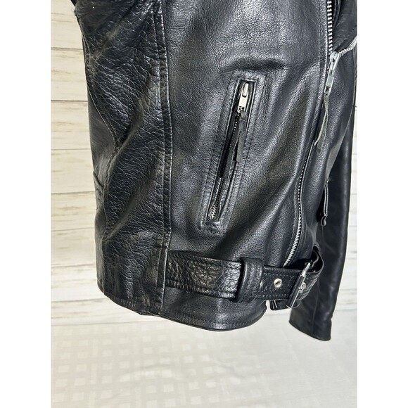 Vtg. WILSONS BLACK LEATHER Motorcycle Jacket SMALL MEN Large Women PUNK Rock 80s - Picture 13 of 16